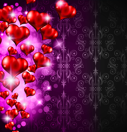 ornate Valentine day art card vector 03  