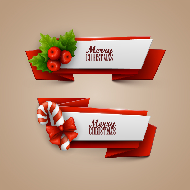 Vector christmas banners illustration set 01  