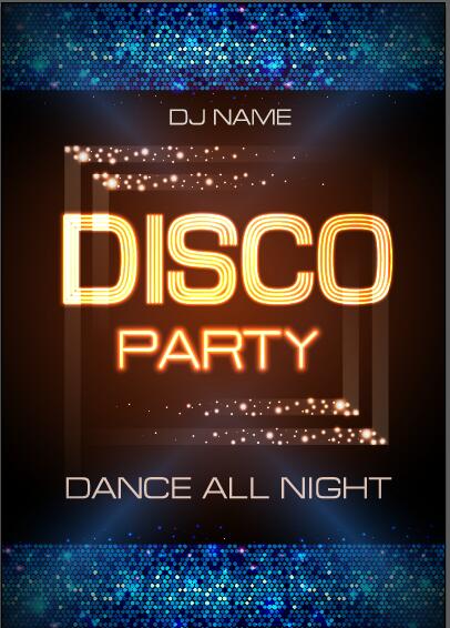 Vector night club disco party poster template 08  