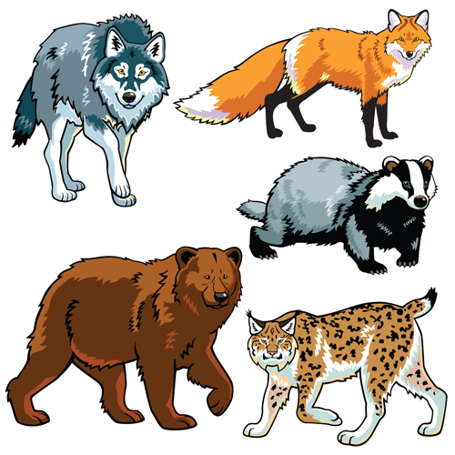Vector set of wild animals design graphic 01  