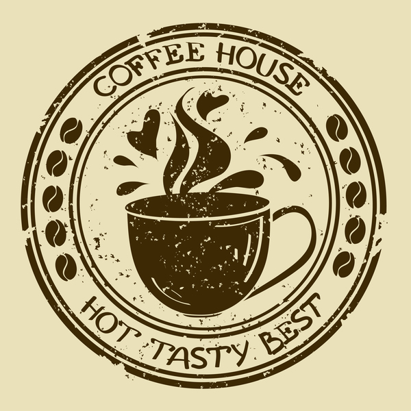 Vintage coffee house badge vector material  