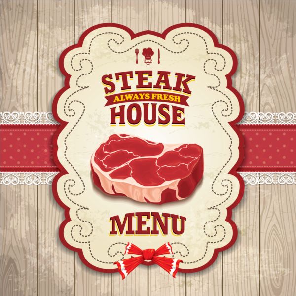 Vintage steak house poster design vector  