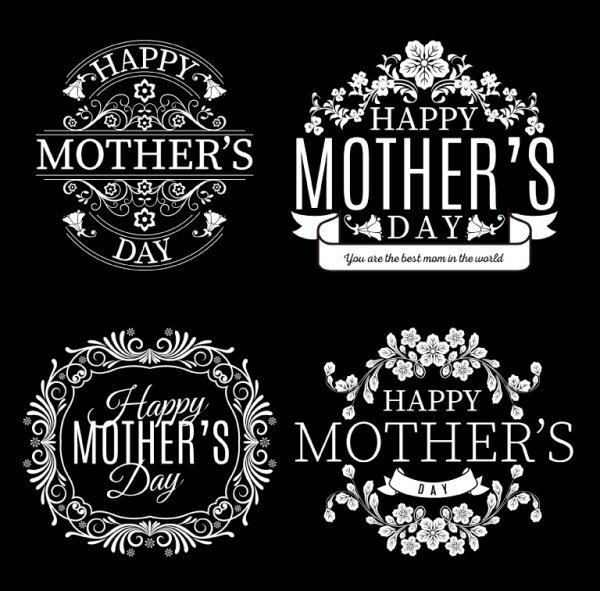 White mother's day labels vector  