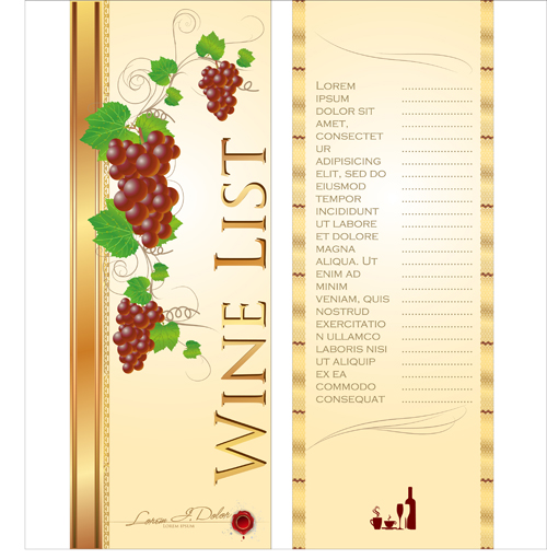 Wine menu list creative vector 03  