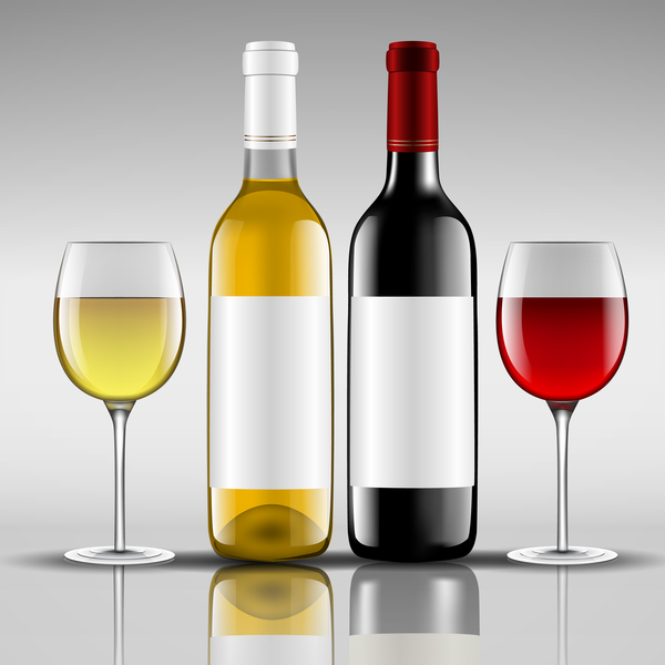 Wein mit Glas-Tasse-Vektor-Design 04  