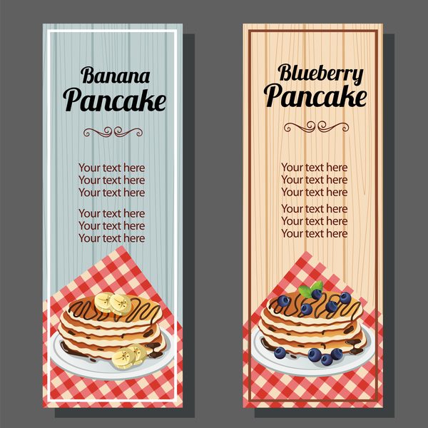 banana blueberry pancake vertical banner vector  