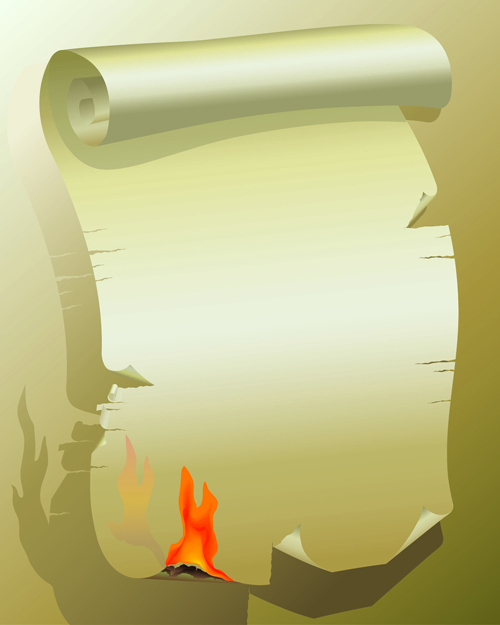 Set of Burning old paper design vector 05  