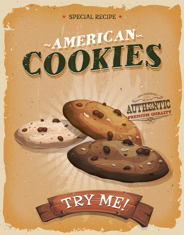 affiche de cookies et vecteur rétro flyer  