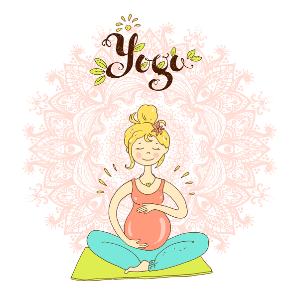 hand drawn yoga illustration vector material 05  