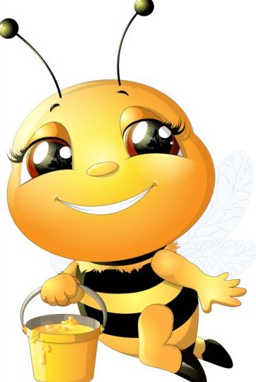 사랑 스러운 만화 꿀벌 세트 벡터 23  