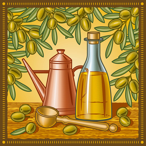 Vintage with retro olives design vector 05  