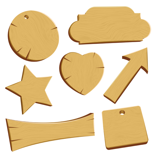 Vector set of Wooden labels elements 05  