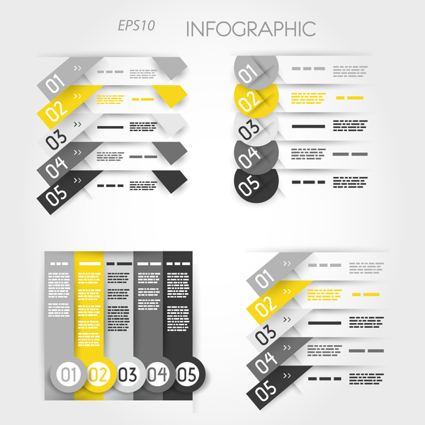 Желтые инфографики шаблоны вектор  