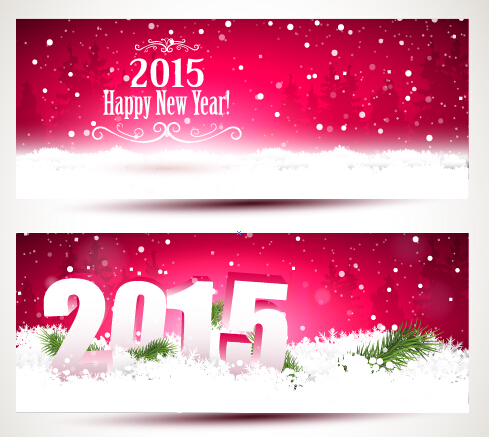 2015 happy new year winter banners vector 01  