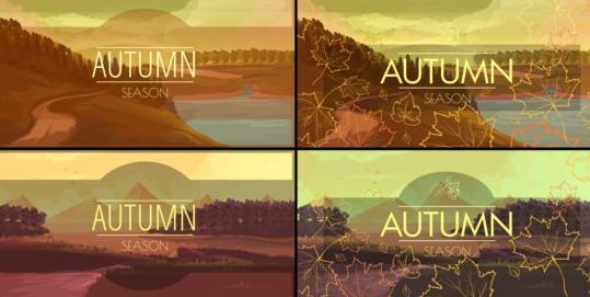4種類の秋の季節の風景ベクトル  