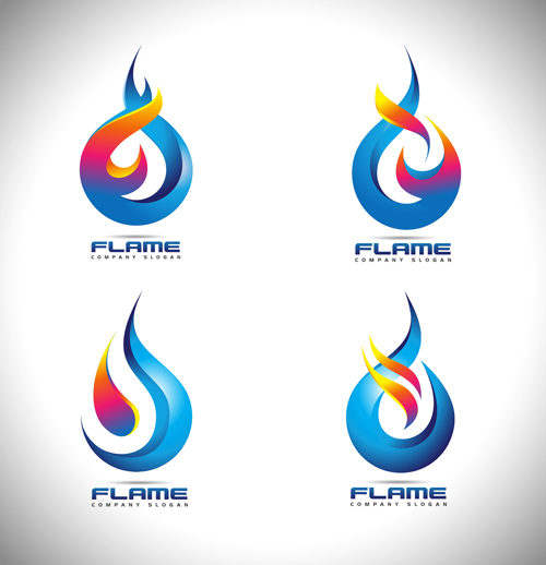 Abstract fire logos vector 02  