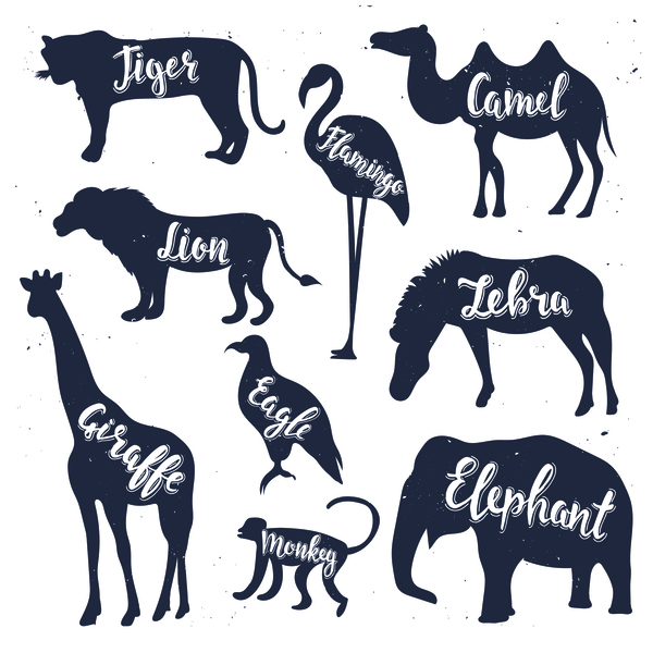 Tiere silhouettieren mit Namensvektoren 02  
