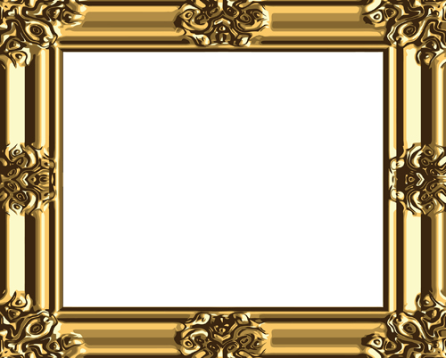 Set of Antique Gold Photo Frame elements vector 03  