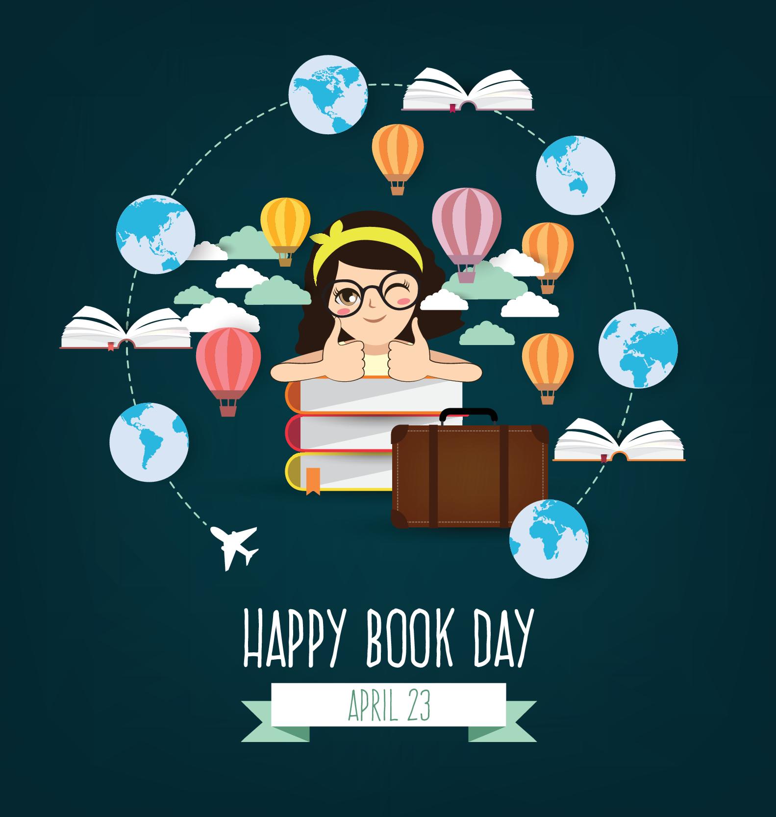 April 23 happy book day vector design 05  