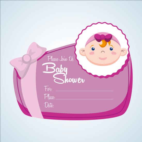 Baby shower simple cards vector set 04  