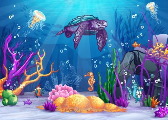 Wunderschöne Unterwasserwelt Vektor Material 07  