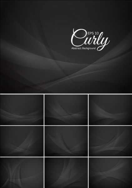 Black curly abstract vector background  