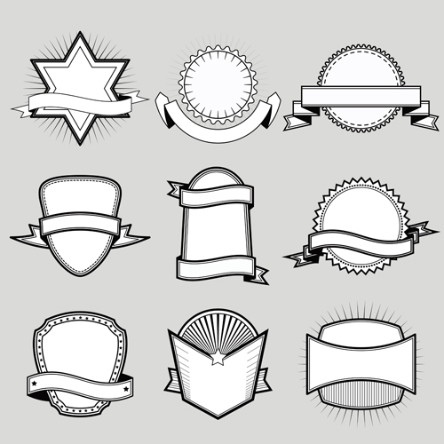 Black with white blank labels vector set 06  