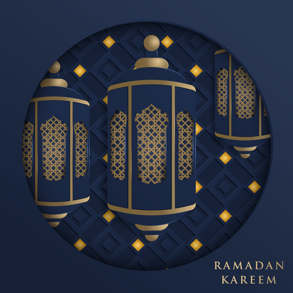 Blauer islamischer Ramadhan-Hintergrundvektor  