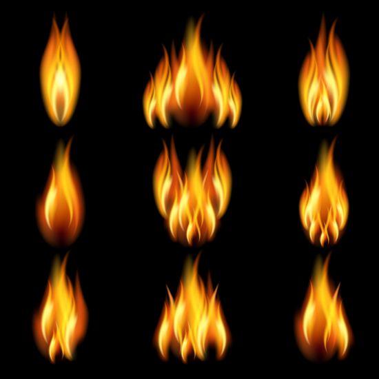 Leuchtende Brandflamme Illistrationsvektoren setzen 05  