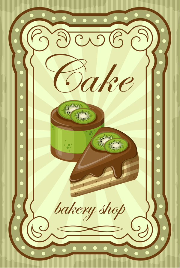 ベーカリー ショップ retor ポスター ベクトル 01 ケーキ  