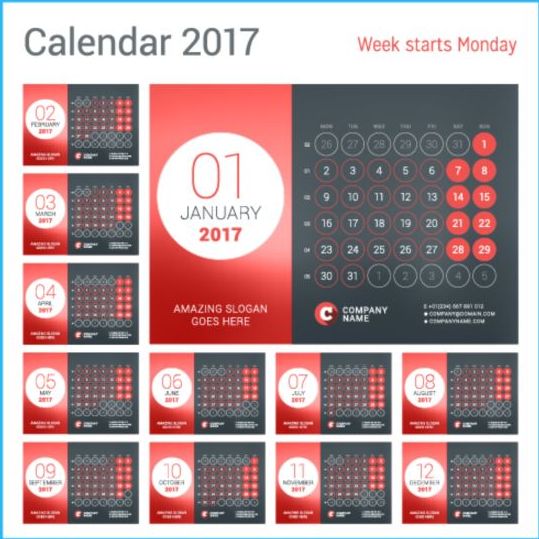 Kalender 2017 met foto vector ontwerp 10  