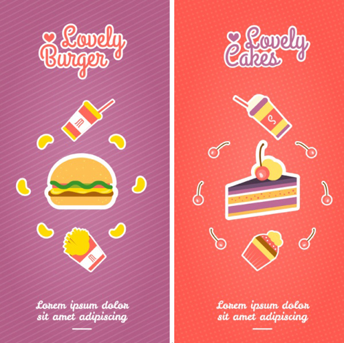 Cartoon food banners vector  