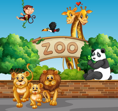 Cartoon zoo illustration vector 01  