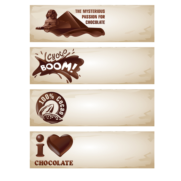 Chocolate with paper banners vector 01  