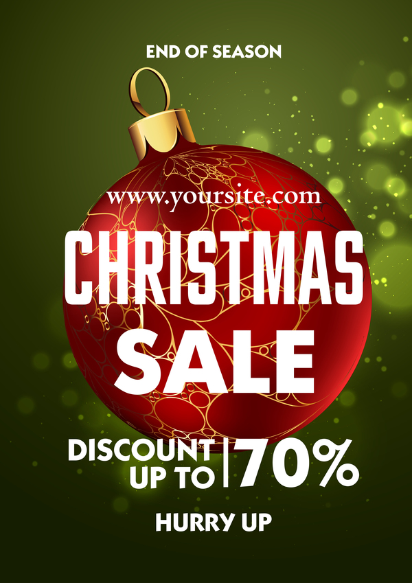 Christmas Sale discount poster template vector  