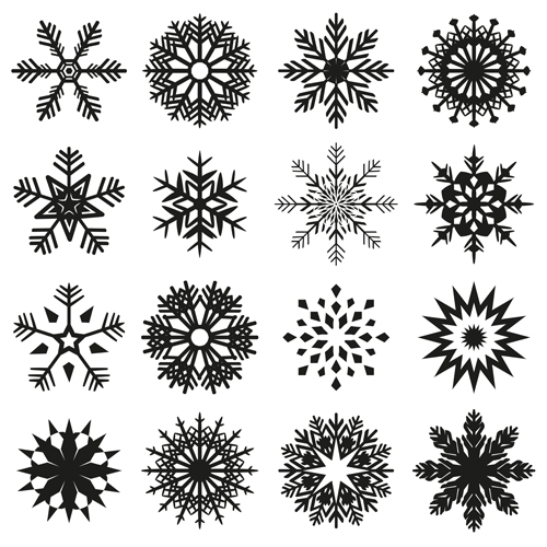 Christmas snowflake icons set vector 03  