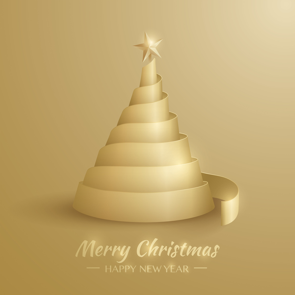 Christmas tree with ribbon design vector 13  