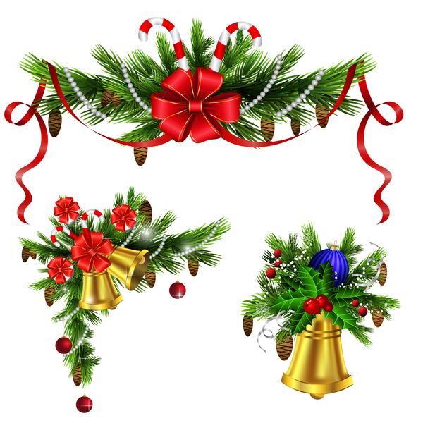 Weihnachtliche Ecke dekorativ mit Glockenvektor 05  