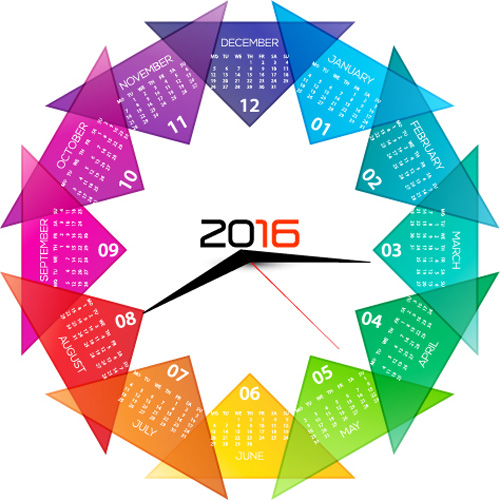 Circle 2016 calendars colorful vector  
