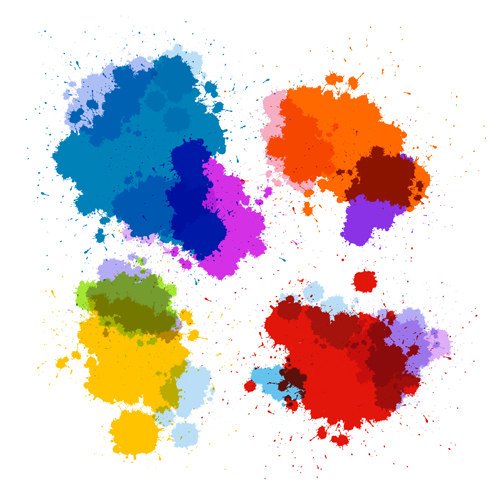 Colorful blot spatter vector design set 09  