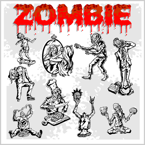 Creative zombie design vector set 08  