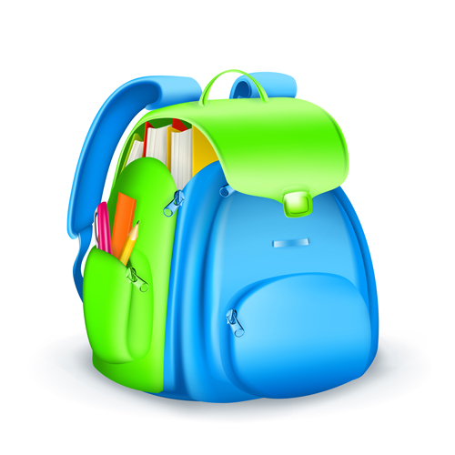 Cute school bag design vector 03  