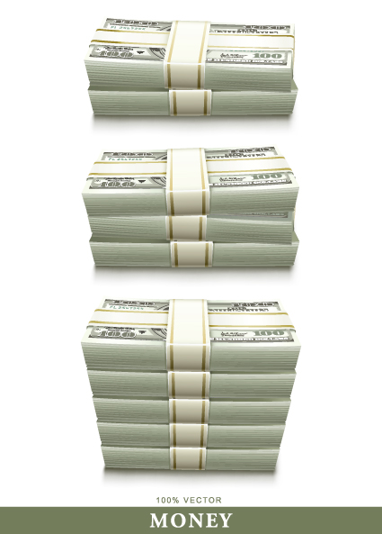 Set of Dollars in bundles design vector 01  