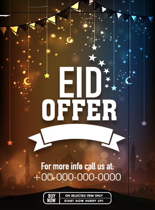 Eid special offer sale flyer vector set 02  