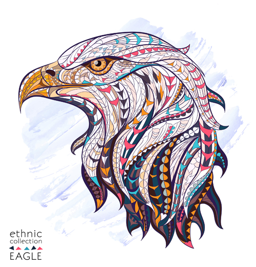 Ethnic pattern eagle vector  