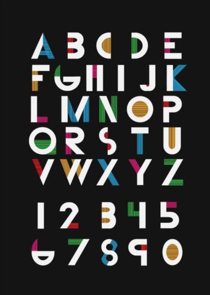 Mode alfabetet med siffror vektor  