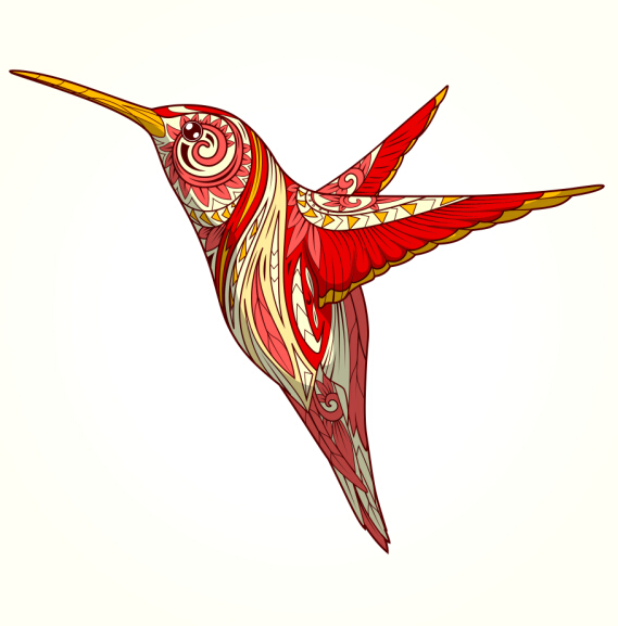 Floral pattern hummingbird vector 02  