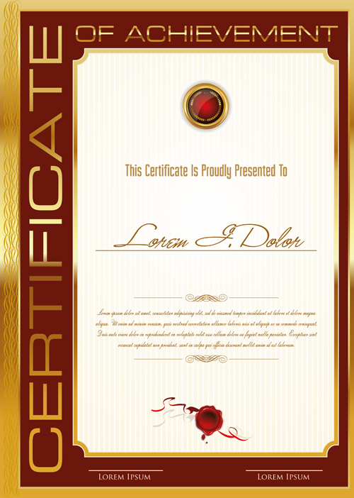 Golden frame certificate template vector 01  
