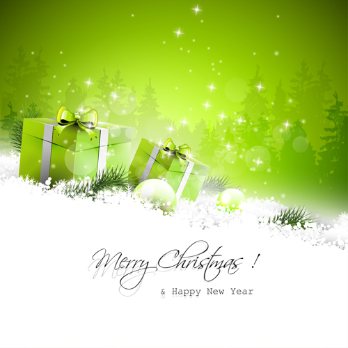 Green style christmas and new year vector background 01  