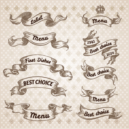 Hand drawn vintage ribbon benner vector 09  